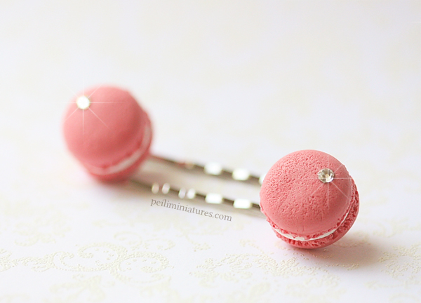 Cute Hair Clip - Raspberry Pink French Macarons Bobby Pin
