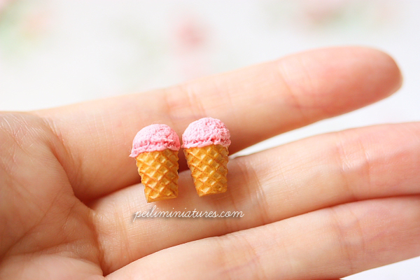 Dessert Earrings - Strawberry Ice Cream Earrings Stud