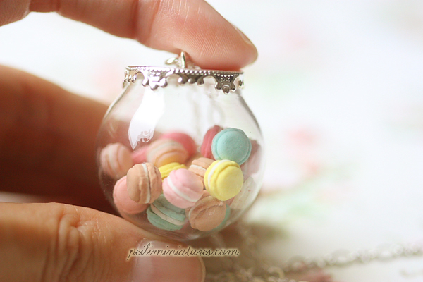 Pastel Macarons Glass Dome Necklace - Macaron Jewelry
