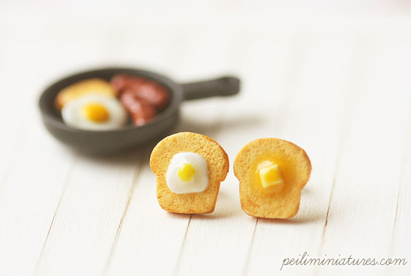 Toast Earrings - Butter and Egg Toast Earrings