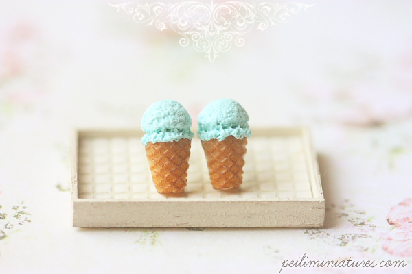 Dessert Earrings - Blue Soda Ice Cream Earrings Stud