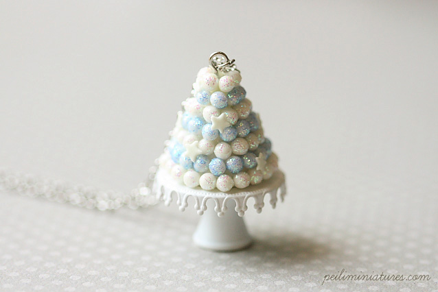 White Christmas Tree Cake Jewelry - Christmas Necklace