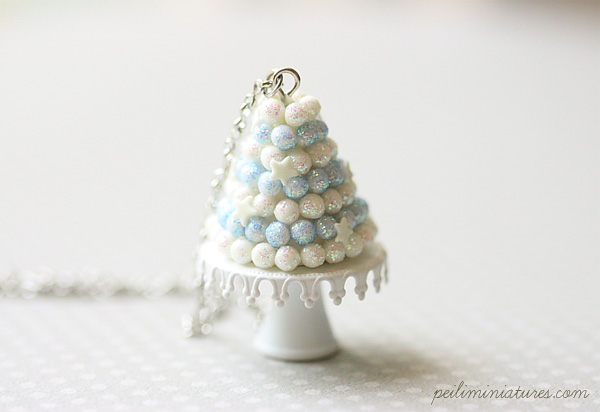 White Christmas Tree Cake Jewelry - Christmas Necklace