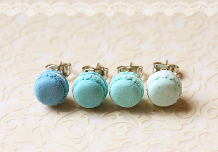 Food Jewelry - Blue Macarons Earrings (Lagoon Blue Series)
