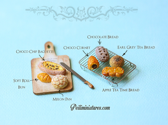 Miniature Clay Mold Push Mold for Dollhouse Miniature Assorted Breads