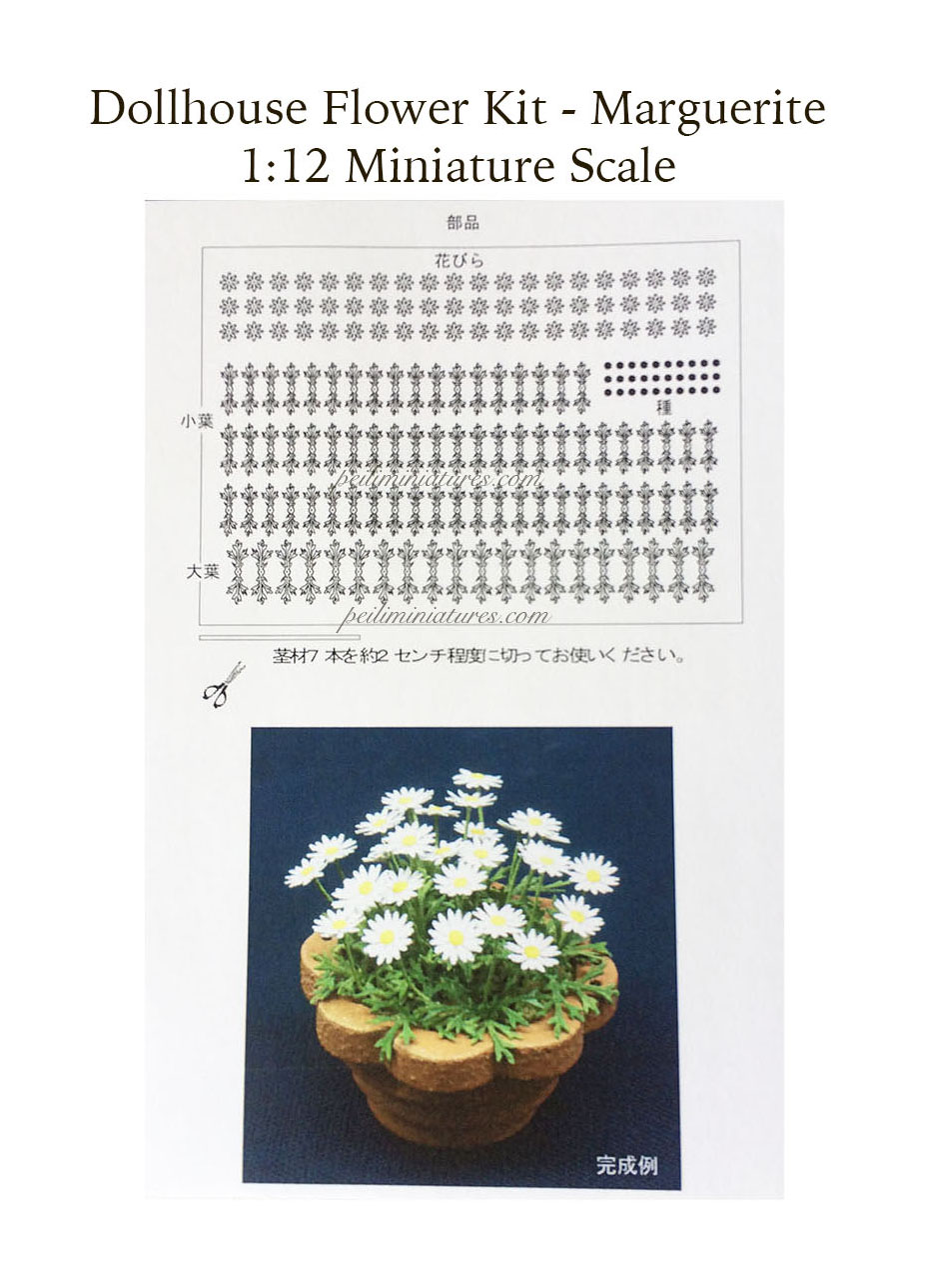 Dollhouse Flower Kit - Miniature Marguerite Flower Plant Paper Kit