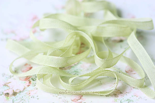 Sheer Cotton Ribbon for Miniatures - Moss Green - 100% Cotton - 8mm wide