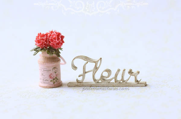 Dollhouse Miniature - Wood Letters - Free Standing Wooden Letters - Fleur (BIG)