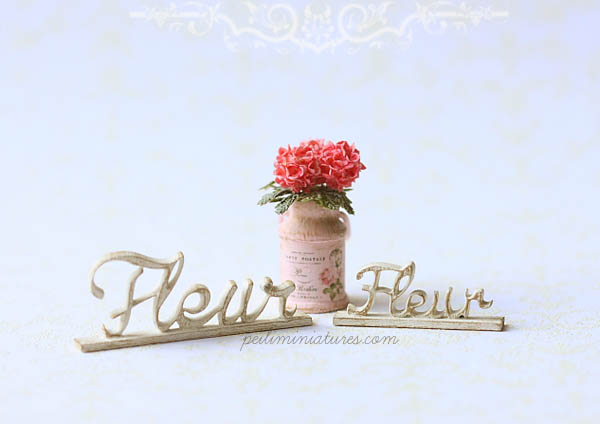 Dollhouse Miniature - Wood Letters - Free Standing Wooden Letters - Fleur (BIG)