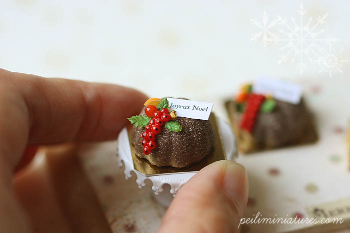 Dollhouse Christmas Food - Christmas Chocolate Bundt Cake