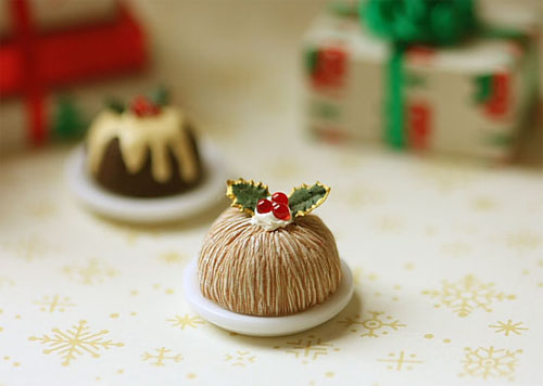 Dollhouse Miniature Food - Christmas Pudding Chestnut Flavour