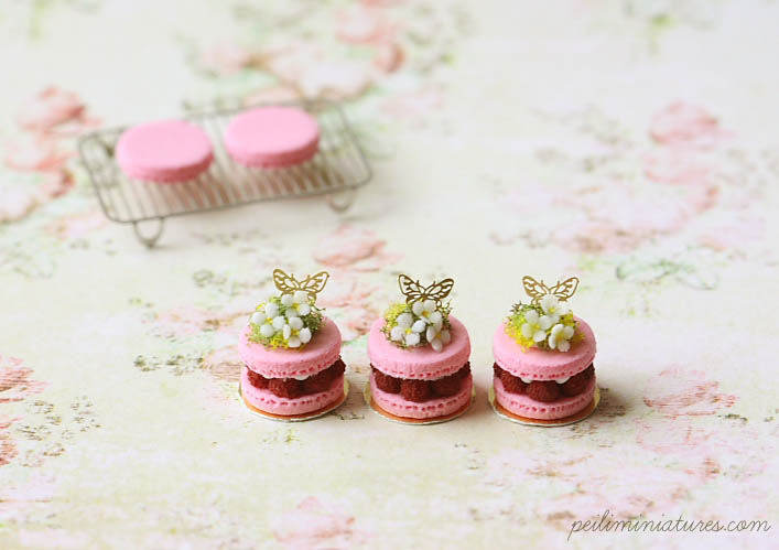 Dollhouse Miniature Food - Spring Theme Macaron Patisserie