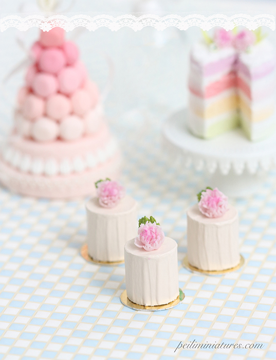 Doll House Cake - Romantic Pink Peonies Mini Cakes