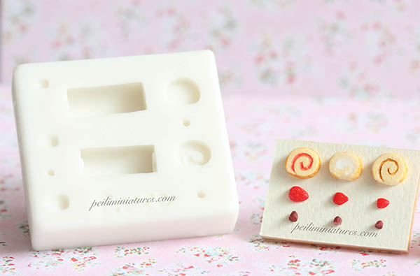 Dollhouse Miniature Swiss Roll Cake Slice Mold