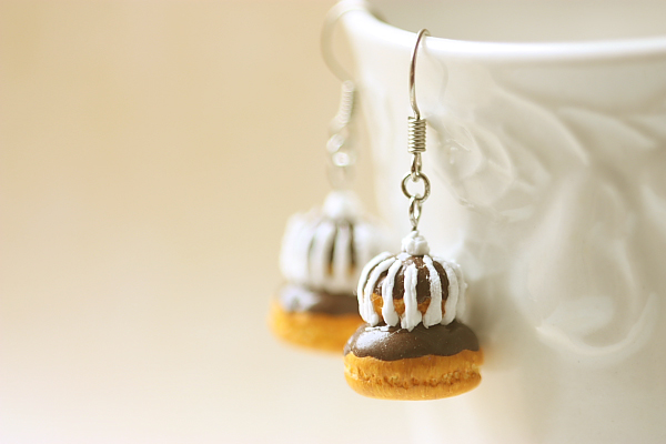 Food Jewelry - Chocolate Religieuse Earrings
