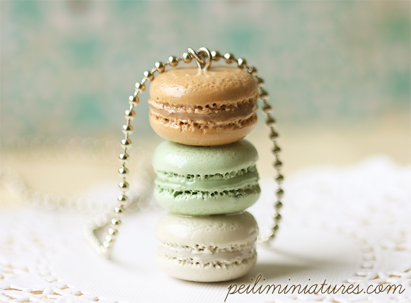 Macaron Jewelry - Trio Macarons Necklace - Mint Chic Macarons