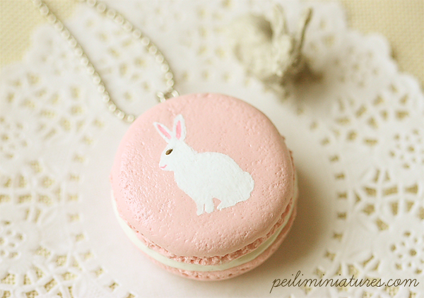Bunny Necklace - Pink Bunny Macaron Necklace