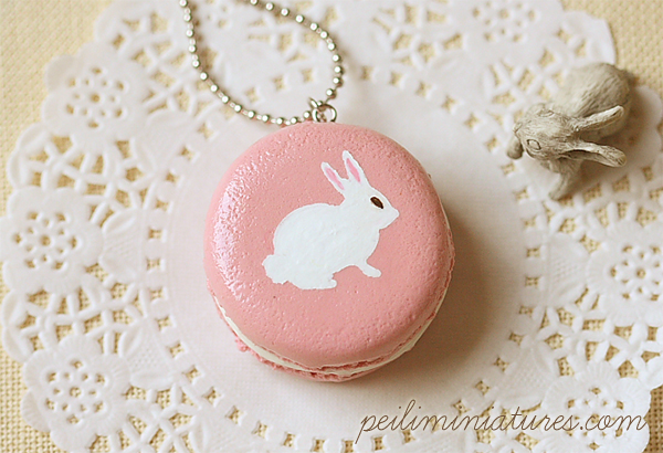Rabbit Necklace - Pink Rabbit Macaron Necklace