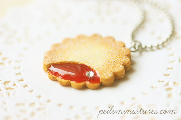 Cookie Jewelry - Cookie Necklace - Strawberry Jam Cookie Necklace