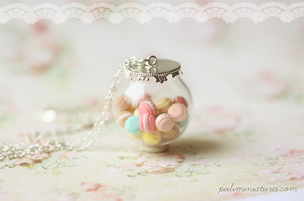 Pastel Macarons Glass Dome Necklace - Macaron Jewelry