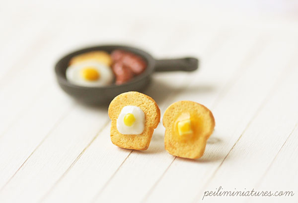 Toast Earrings - Butter and Egg Toast Earrings