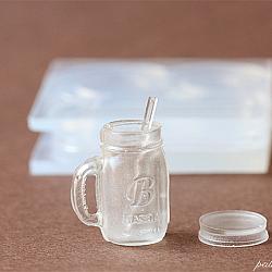 Dollhouse Miniature Mason Jar Cap and Straw Silicone Mold