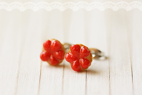 Food Jewelry - Strawberry Tarts Earring Studs