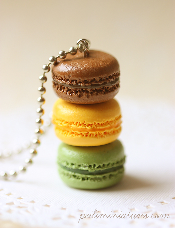 Faux Macaron Jewelry - Trio Macarons Necklace