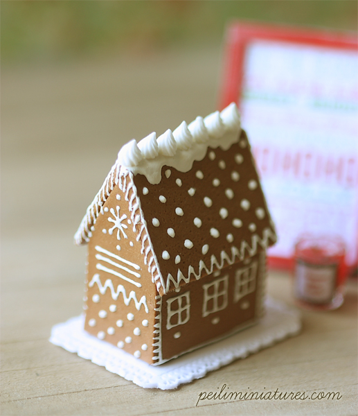 Elegant Gingerbread House in 1/12 Dollhouse Miniature Scale