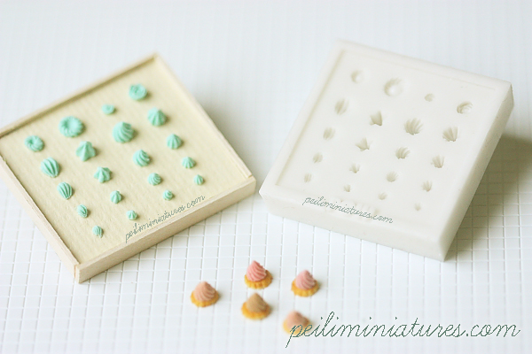 Miniature Clay Mold Push Mold for Dollhouse Miniature Piped Cream, Meringues, Cake Decor Toppings