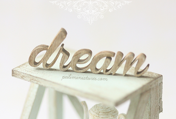 Dollhouse Miniature Accessories - Wood Letters Decor - DREAM