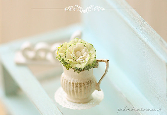 Dollhouse Miniature Flowers - Cabbage Flower Arrangement