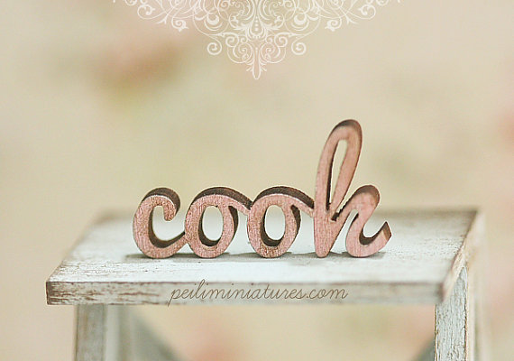 Dollhouse Miniature - Wood Letters - COOK